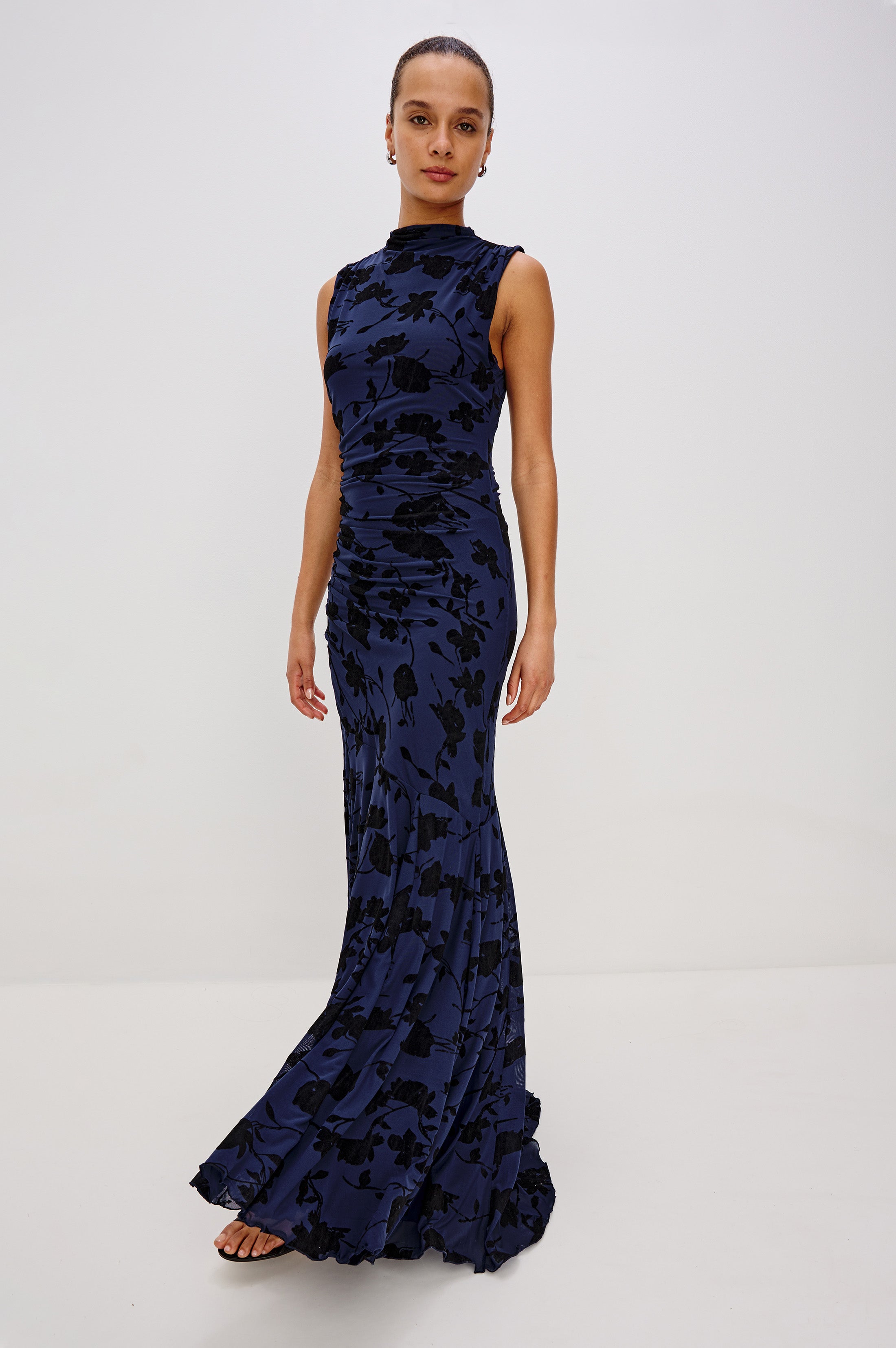 Cosmos Dress - Navy Tossed Roses