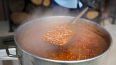 Beans get stirred at a barbecue contest in Richmond, Texas. 
