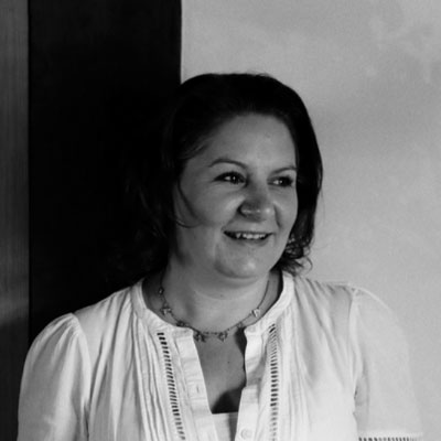 black and white headshot of Merry Albright creative director at Border Oak