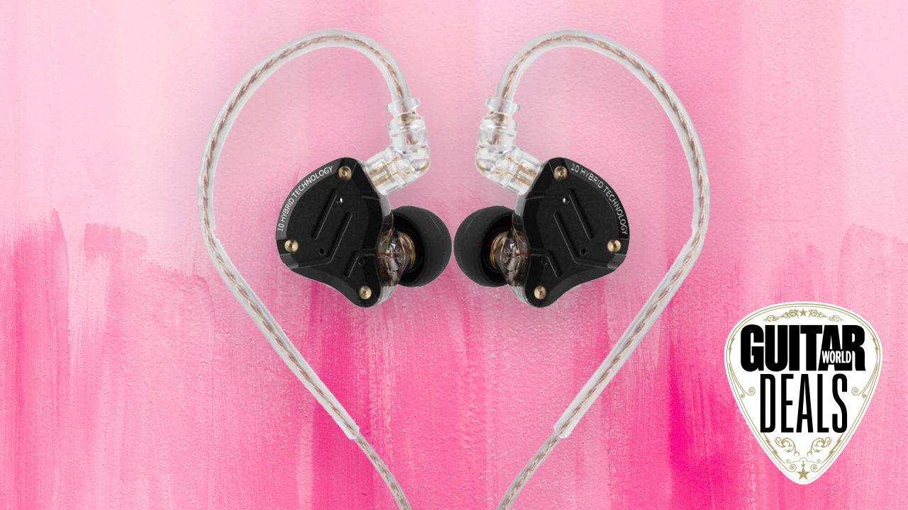 Pair of Linsoul in-ear monitors on a pink background