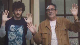 Jack Quaid and Jeffrey Dean Morgan in Neighborhood Watch