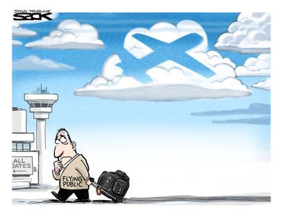 Editorial cartoon missing Malaysia flight