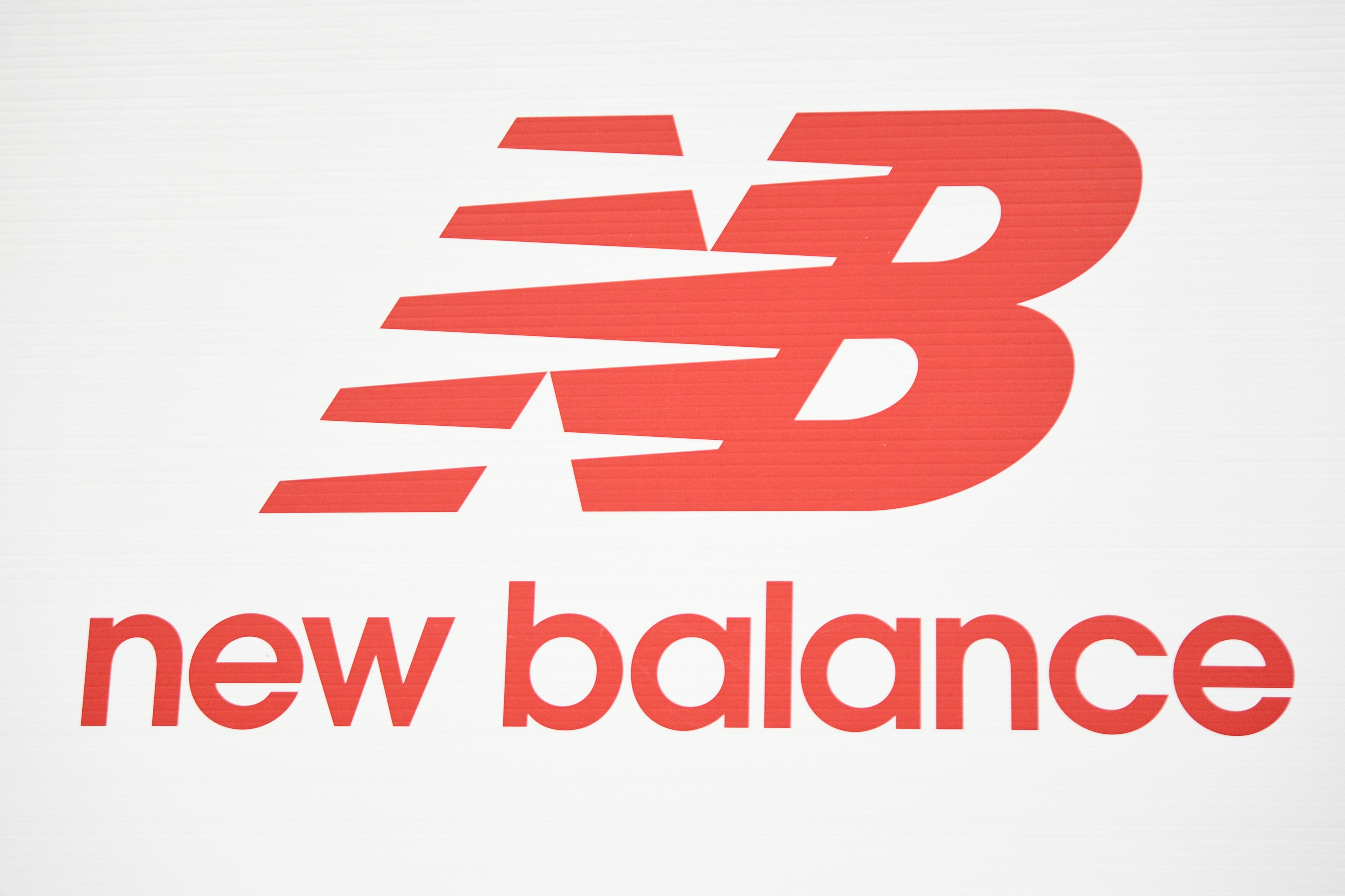 BOSTON, MA - FEBRUARY 02: A detail view of a New Balance logo seen during the New Balance Indoor Grand Prix on February 2, 2025, at the TRACK at new balance in Boston, MA. (Photo by Erica Denhoff/Icon Sportswire via Getty Images)