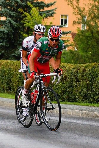 Stefan Rucker (Team Elk Haus) attacking at the climb.