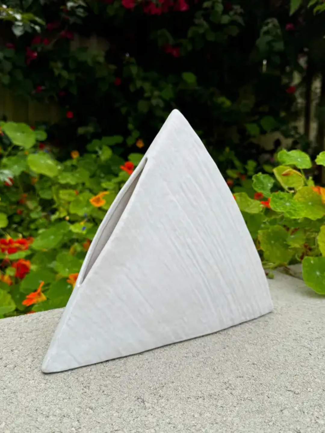 A Japanese modernist white pyramid ikebana vase from 1stDibs