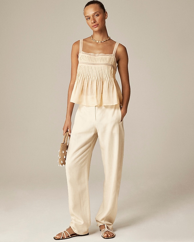 Lace-Trim Tank Top in Ramie
