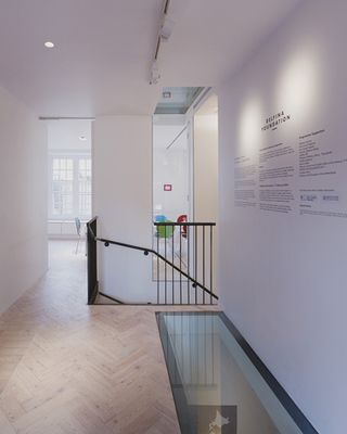 Image of a stairwell, stairs and glass panel