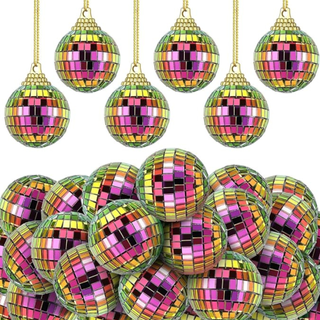 Multicolored disco ball ornaments