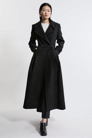 Italian Manteco Wool Blend Tailored Flared Skirt Midaxi Coat