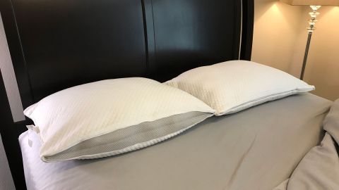 Two Molecule All-Season Pillows side by side on a bed