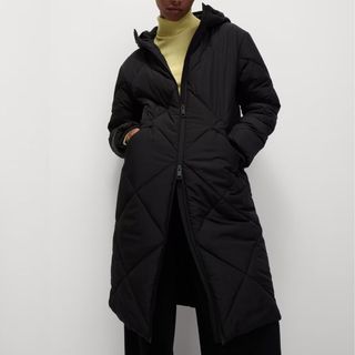 long black padded coat