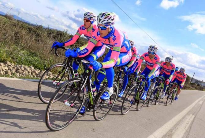 The Lampre Merida double paceline take on the roads in Mallorca