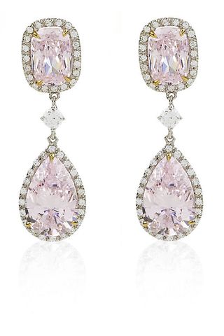 Carat Fancy Pink Pear Borderset Drop Earrings, £474