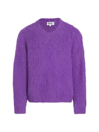 Aster Fluffy Wool V-Neck Sweater