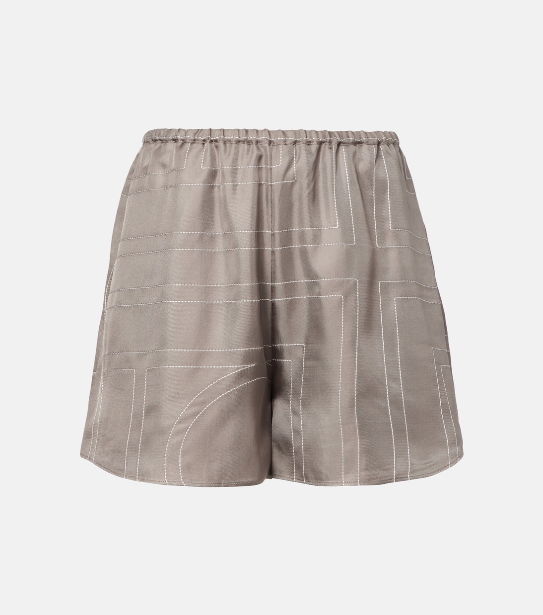 Logo Silk Twill Shorts in Gray - Totem