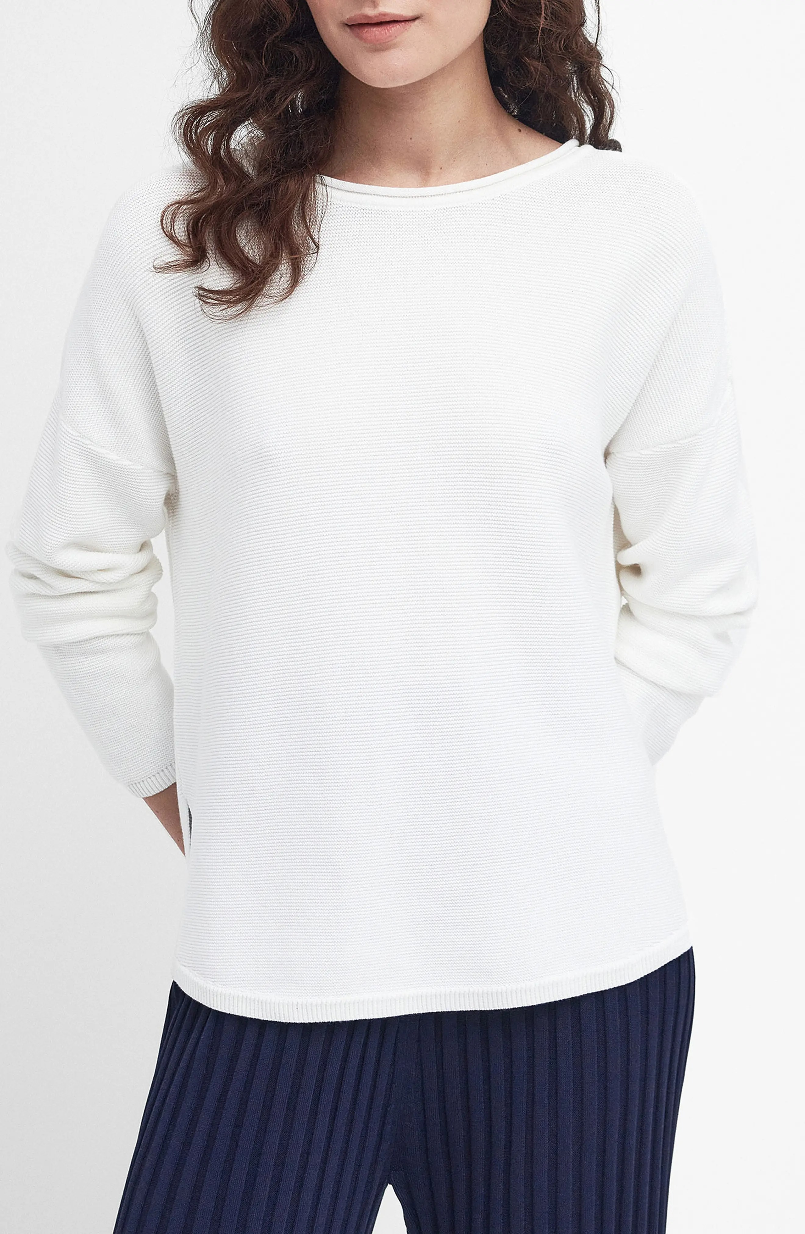 Marine Relaxed Fit Cotton Sweater