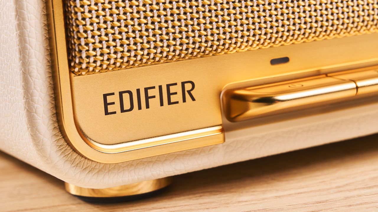 The word 'Edifier' on the front of the Edifier D32