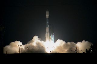 United Launch Alliance's Delta II rocket is seen rising from Space Launch Complex-2 at Vandenberg Air Force Base for the final time after 30 years and 155 missions.