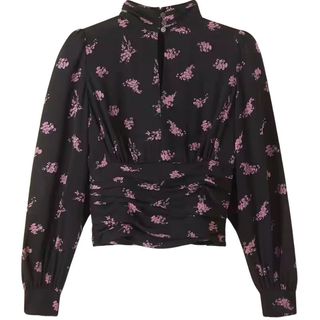 Silk Scattered Floral Print Top