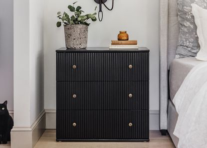 Ikea Tarva hacks black fluted nightstand