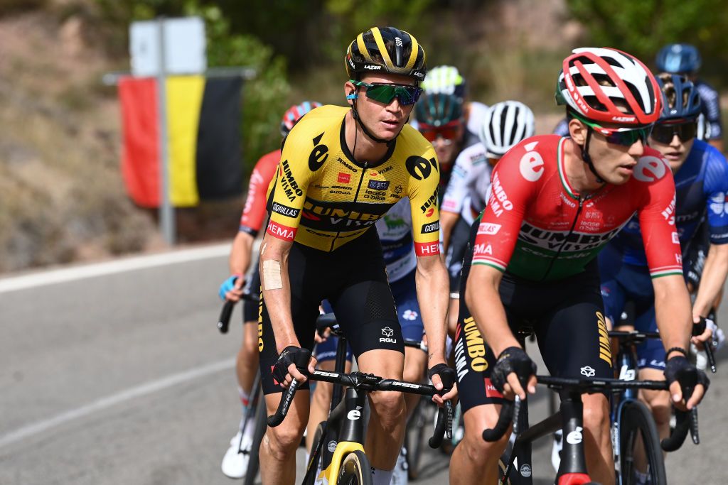 OBSERVATORIO ASTROFSICO DE JAVALAMBRE SPAIN AUGUST 31 Sepp Kuss of The United States and Team JumboVisma competes in the breakaway to win the 78th Tour of Spain 2023 Stage 6 a 1831km stage from La Vall dUix to Observatorio Astrofsico de Javalambre 1947m UCIWT on August 31 2023 in Observatorio Astrofsico de Javalambre Pico del Buitre Spain Photo by Tim de WaeleGetty Images
