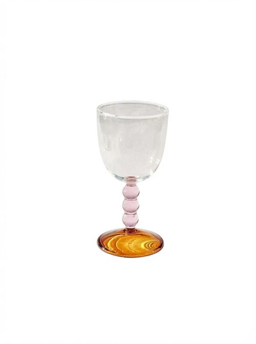 Barton Croft Hand Blown Circle Stem Wine Glass in Pink/Amber