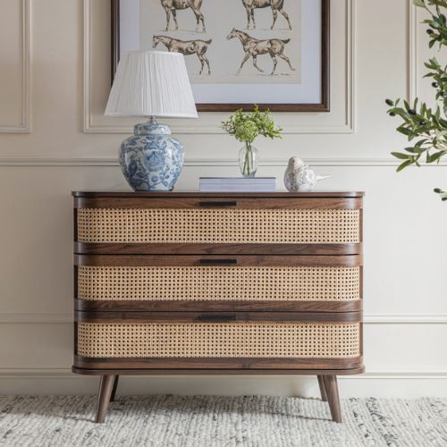 daals, Izzy Curved Rattan Chest of 3 Drawers