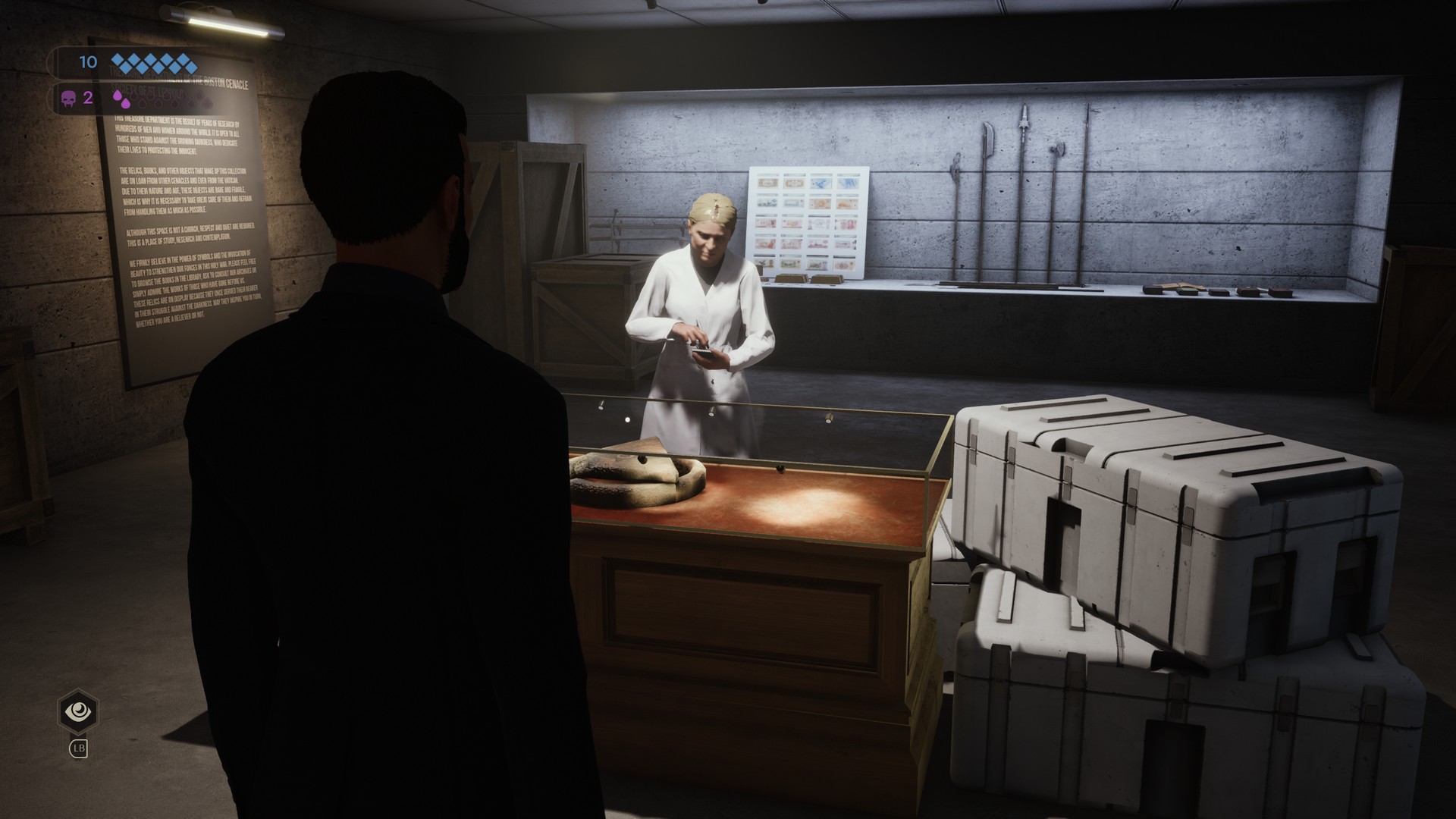 Galeb looks at an archivist in Vampire: The Masquerade - Swansong