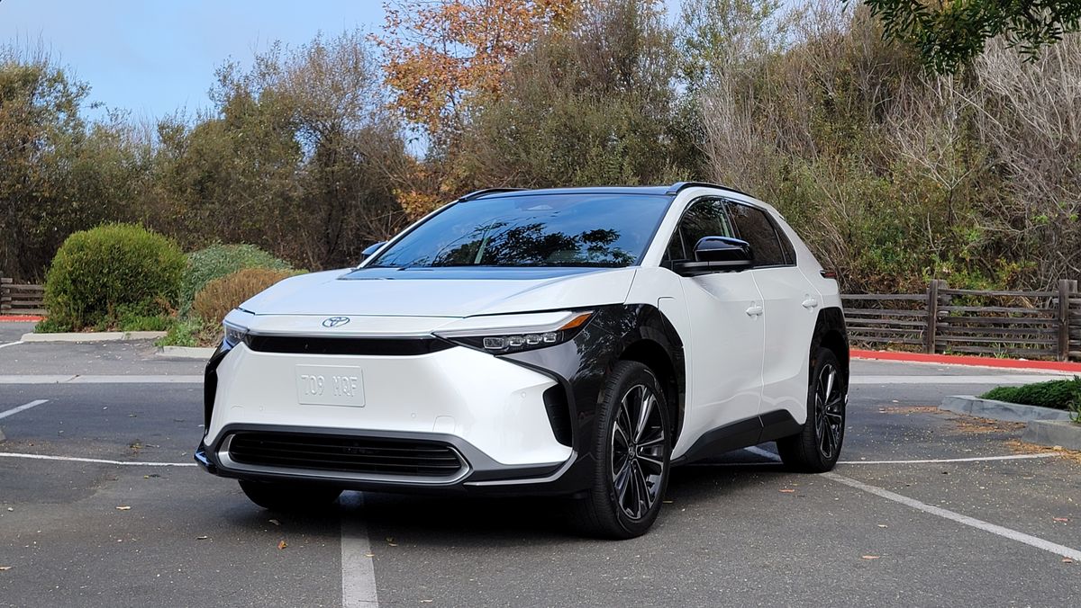 Front view of Toyota bZ4X at an angle