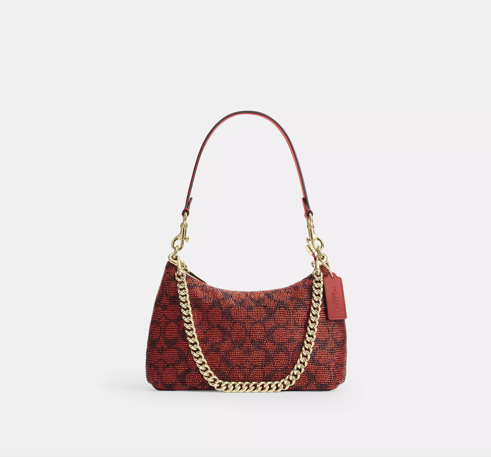 coach, Teri Shoulder Bag In Signature Beaded Satin