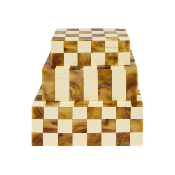 Checkered Set of 3 Trinket Boxes