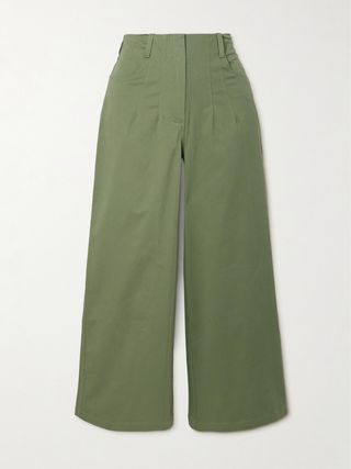 Luca Cropped Cotton-Blend Twill Wide-Leg Pants