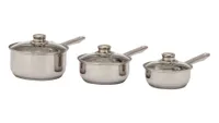 HOME 3 Piece Stainless Steel Pan Set on white background