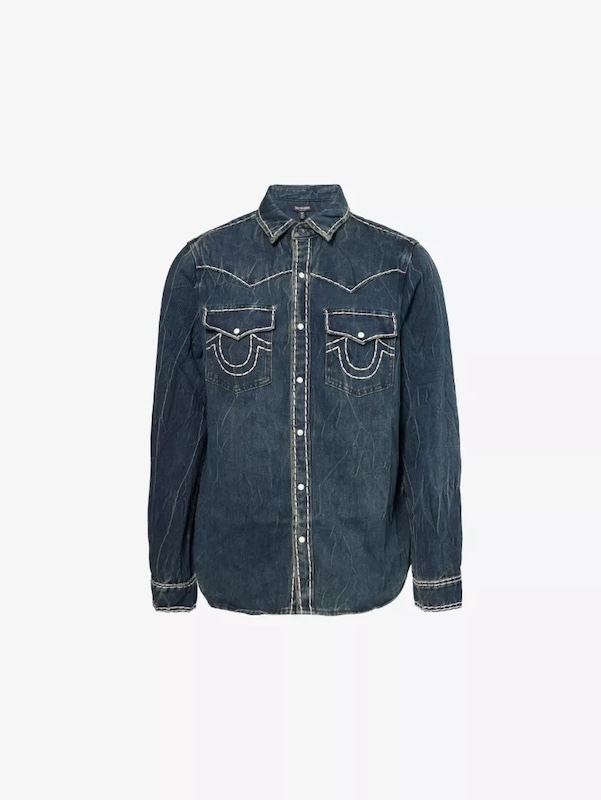 Denim western style shirt with white detailing