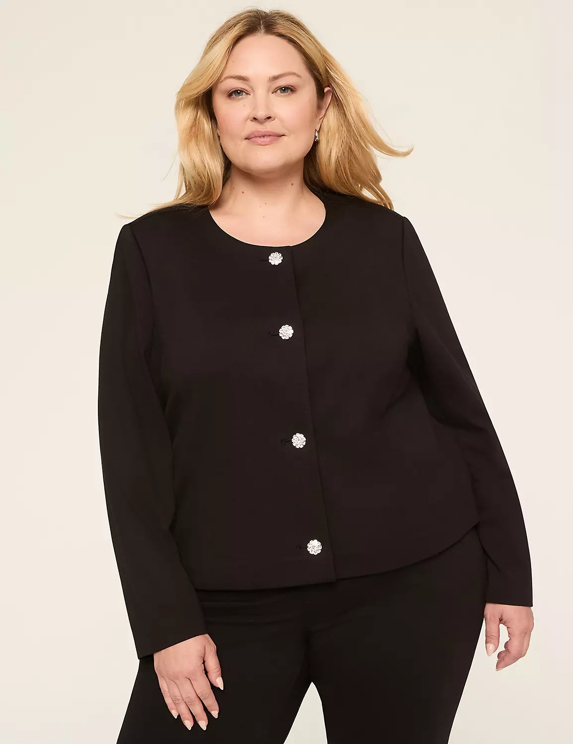 Lane Bryant, Ponte Bling-Button Short Jacket