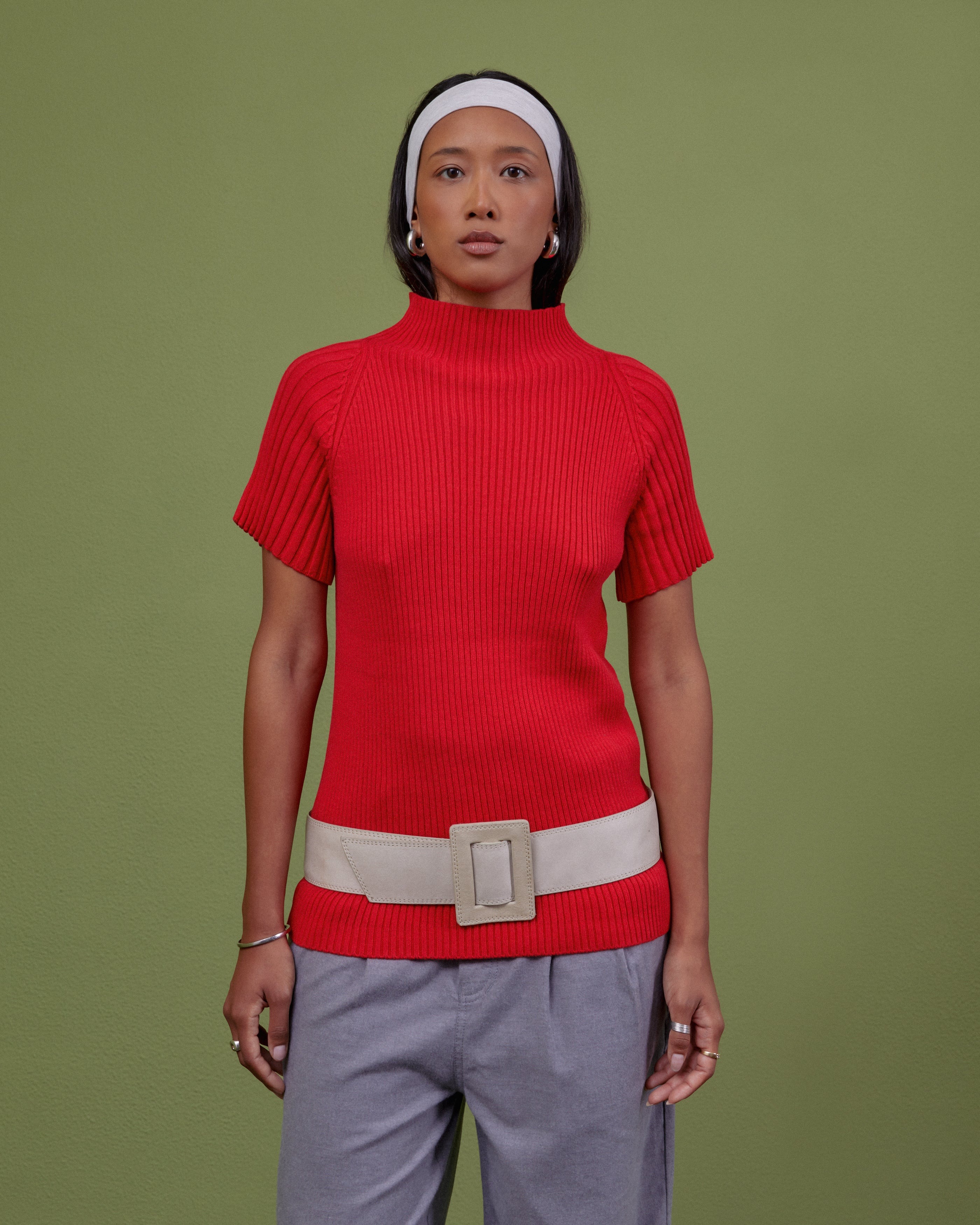 GANDAIA Red Knitted Top