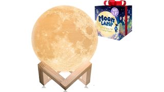 Moon lamp and its box on a white background