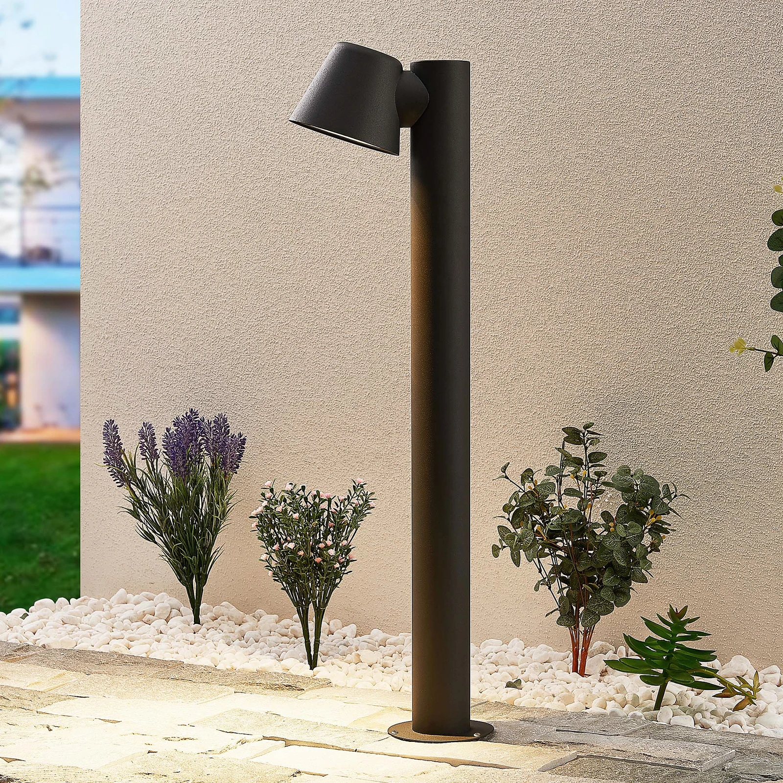 Lindby Ileyna Bollard Light, Anthracite, Metal, 70cm