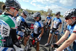 Peanut Butter & Co-Team Twenty12 prepares to get stage one of the Merco Cycling Classic underway.