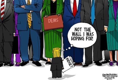 Political Cartoon U.S. Trump wall budget democrats