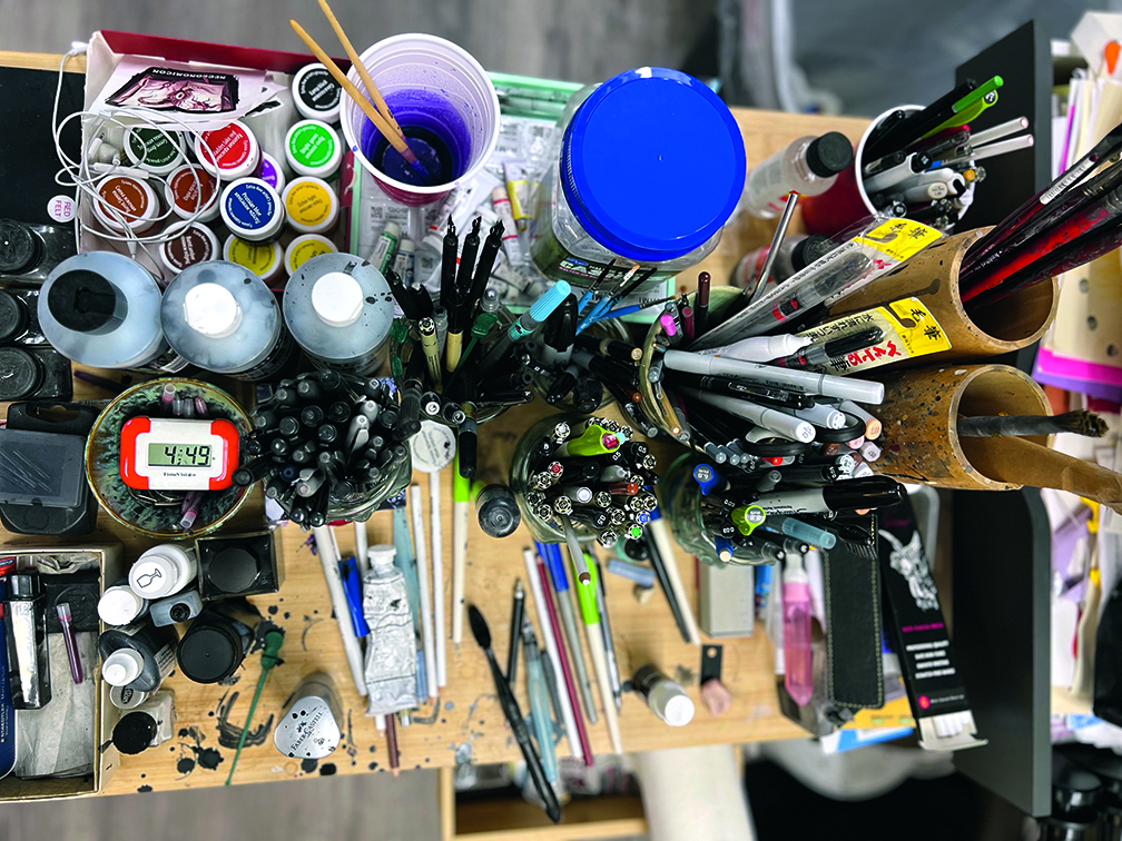 An artist studio in an office building