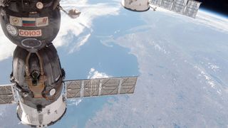 A 2013 photo shows the view from the International Space Station while off the west coast of Labrador, Canada, similar to where the Expedition 71 crew will be in place for a 94% solar eclipse.