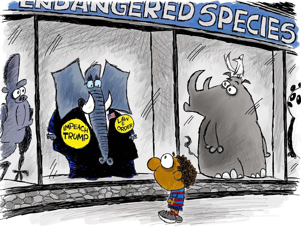 Political Cartoon U.S. never Trump endangered species GOP