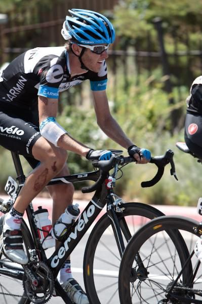 Peter Stetina (Garmin-Cervelo) looking a little beat up after a hard week of racing.