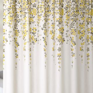 yellow and gray floral shower curtain 