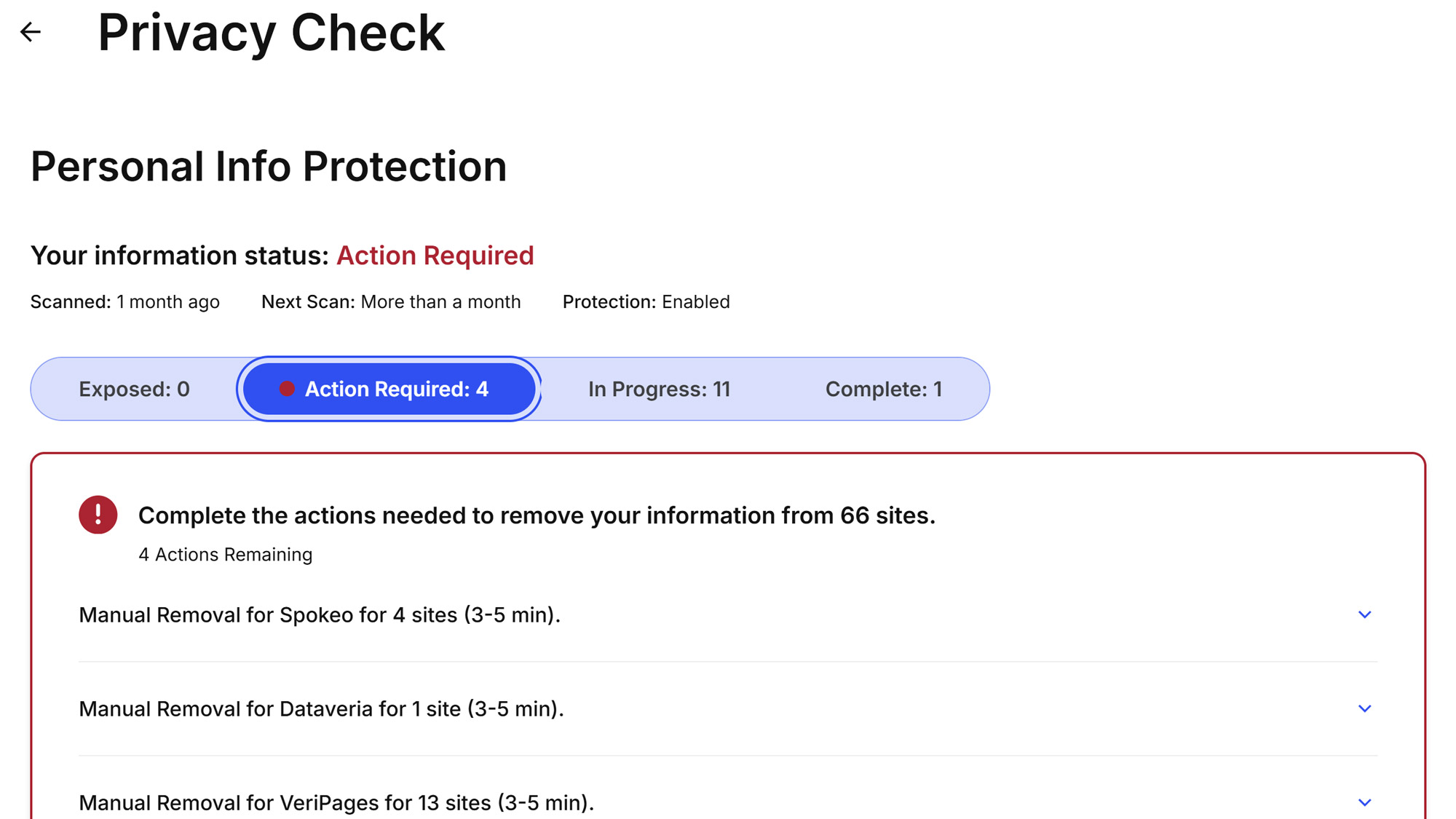Screenshot of the IDShield web interface