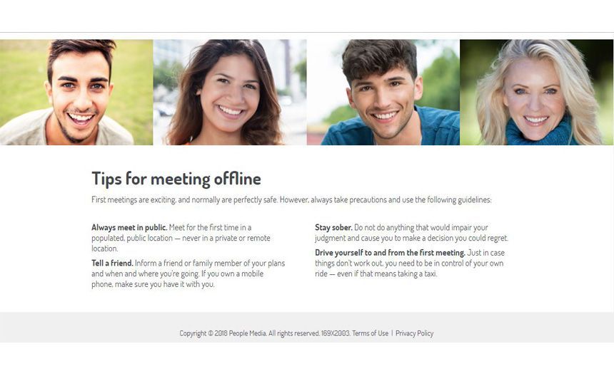 Safety should always come first, and Chemistry offers tips for safe online dating right on the homepage.