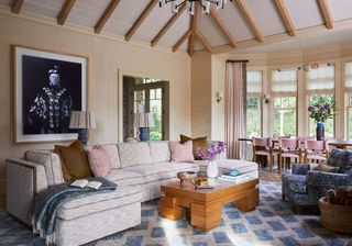 Great room design with ceiling beams by Phillip Thomas photograph Genevieve Garrupp