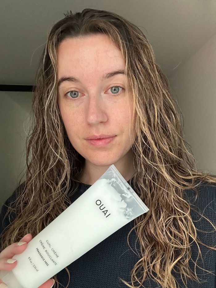 Junior beauty editor Grace Lindsay after using a curl cream from Ouai on her hair