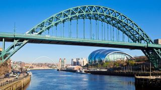 The Tyne Bridge crossing the River Tyne in Newcastle.